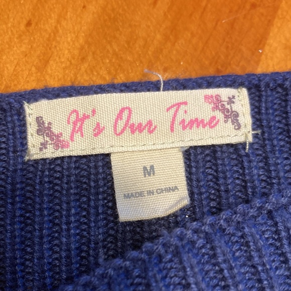 It’s Our Time Blue White Striped Cold Shoulder Sweater - Picture 6 of 12